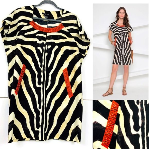 Etcetera Dresses & Skirts - Etcetera Zebra print Cotton Shift Dress Sz 14
